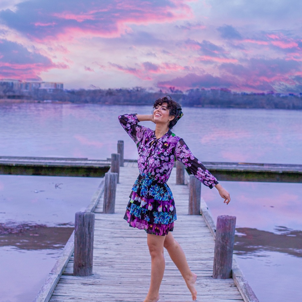 Desigual Floral Dress with Pink and Black